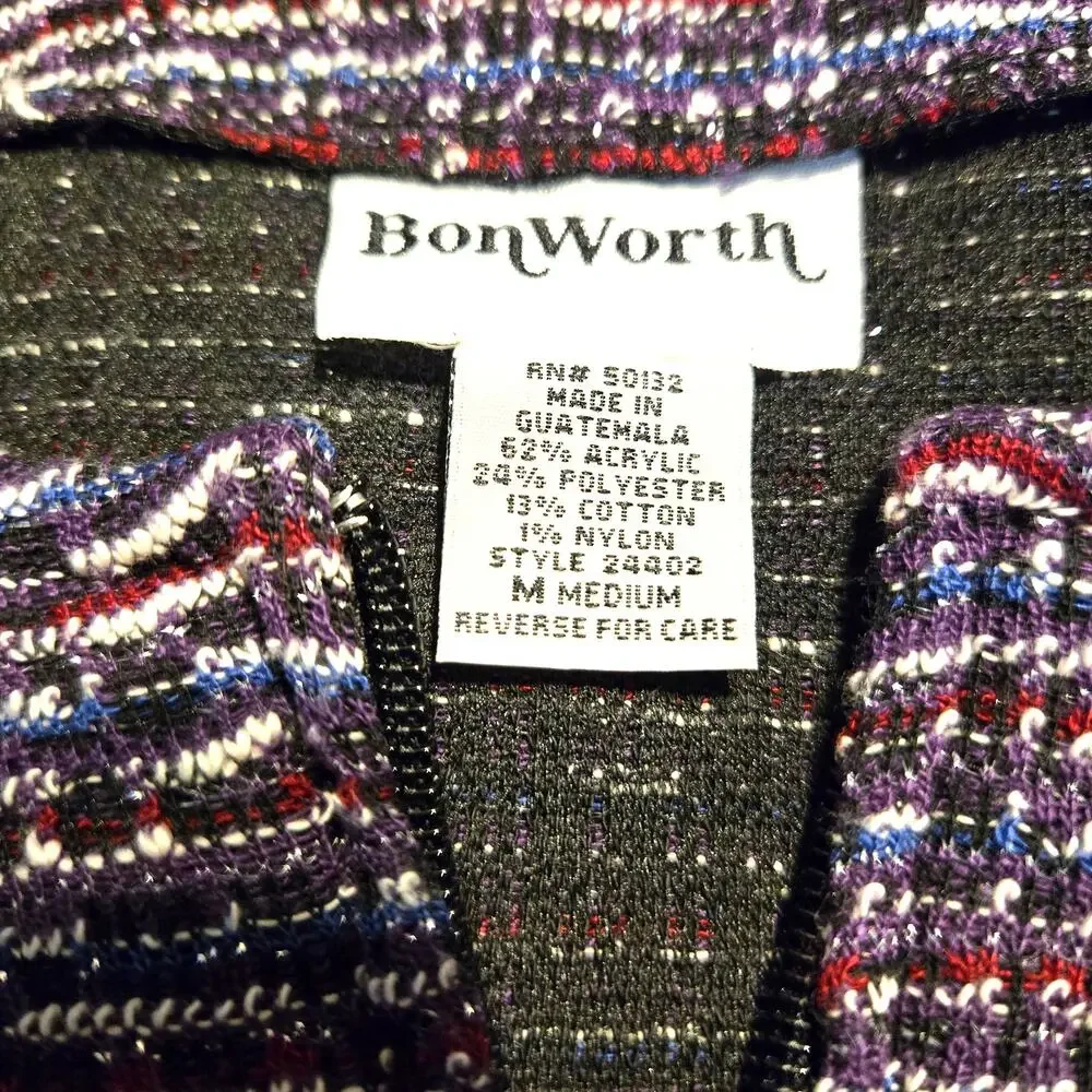 Bon Worth Medium Purple Tweed Women's Blazer Jacket Suit Coat Misses Size M 8 10 - Picture 3 of 5